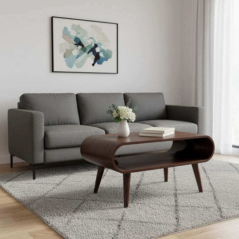 32" Solid Wood Coffee Table With Shelf - Walnut