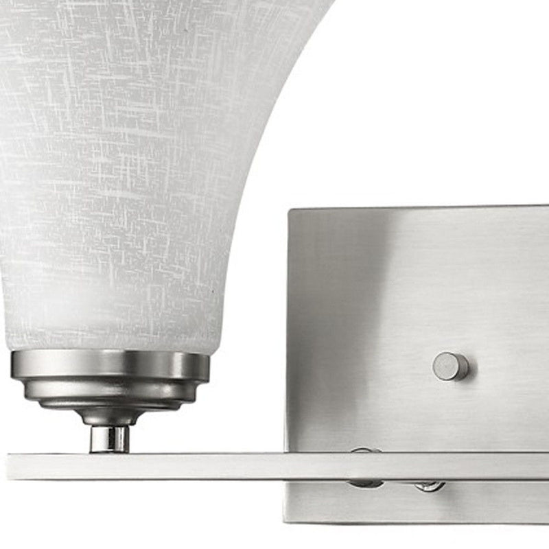 Two Light Wall Light With Tapered Glass Shade - Silver