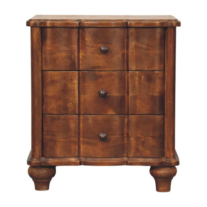 Solid Wood Three Drawer Nightstand (755328) - Chestnut