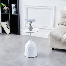 Load image into Gallery viewer, Wine Cup Metal Side Table, Small Sofa Table, Round White Nightstand - White
