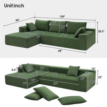 Load image into Gallery viewer, [VIDEO provided] [New] 109*68&quot; Modular Sectional Living Room Sofa Set, Modern Minimalist Style Couch, Upholstered Sleeper Sofa for Living Room, Bedroom, Salon, 2 PC Free Combination, L-Shape, Green
