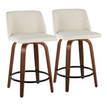 Load image into Gallery viewer, Toriano - Contemporary Fixed Height Counter Stool Swivel With Round Footrest (Set of 2)
