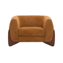 Load image into Gallery viewer, Modern Upholstered Boucle Arm Chair With Tuxedo Design And Triangular Legs
