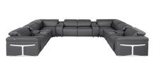 Load image into Gallery viewer, Italian Leather Power Reclining U Shaped Twelve Piece Sectional With Console - Dark Gray
