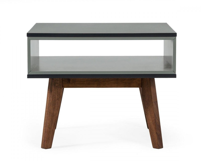 Open Rectangle End Table - Dark Oak And Shades Of Gray
