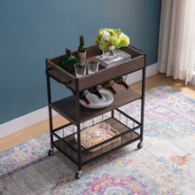 Load image into Gallery viewer, Rolling Kitchen Cart With Storage And Four Wine Bottle Rack
