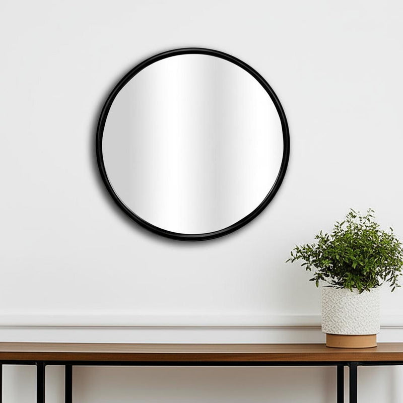 20" Metal Round Accent Mirror - Black