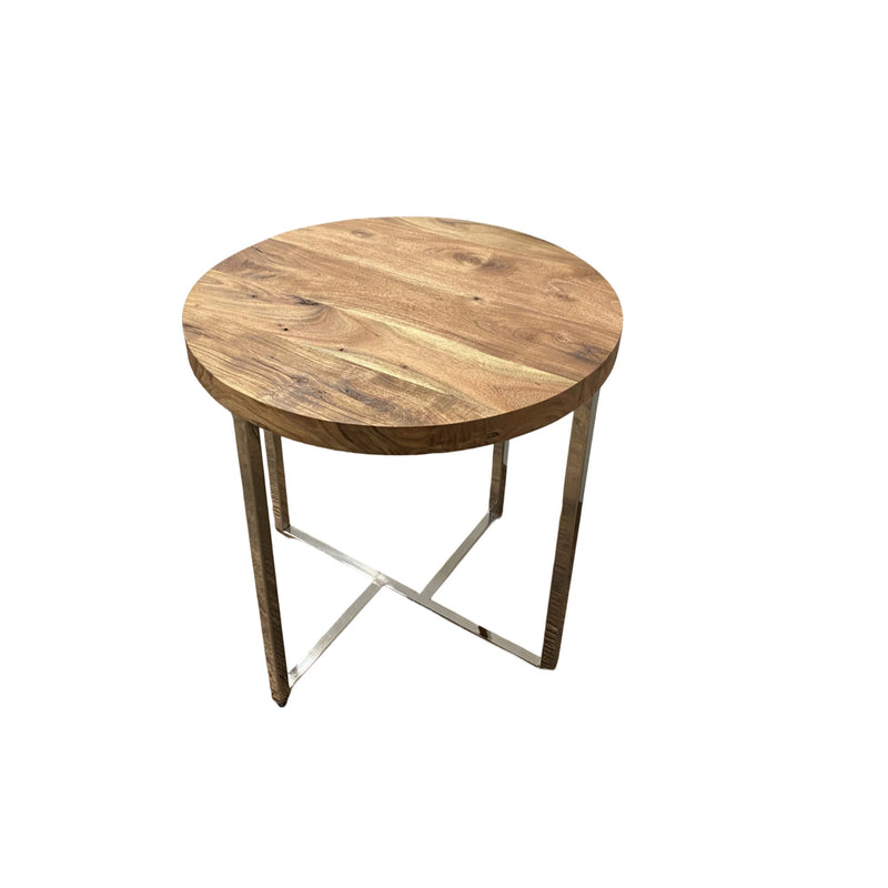 Modern Rustic Side Or End Table - Light Brown / Silver