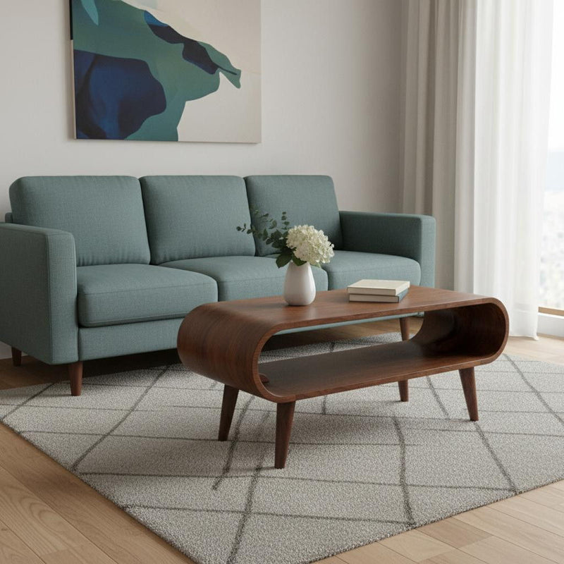 35" Solid Wood Coffee Table With Shelf - Chestnut