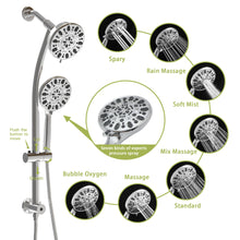 Load image into Gallery viewer, Multi Function Dual Shower Head Shower System With 4.7" Rain Showerhead, 7 Function Hand Shower, Adjustable Slide Bar
