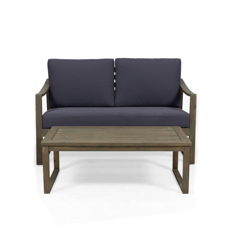 4 Person Outdoor Seating Group With Water Resistant Cushions - Dark Gray