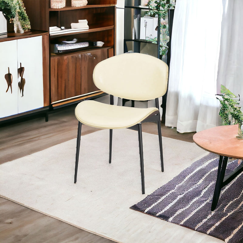Upholstered Faux Leather Curved Back Dining Side Chairs (Set of 2) - White