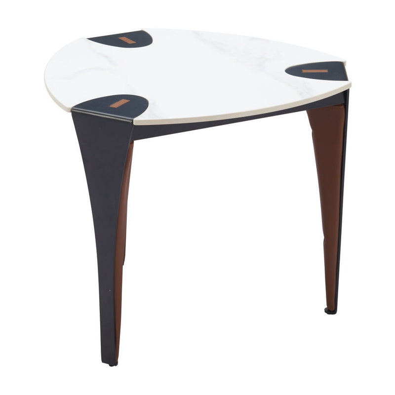 Faux Marble End Table - White