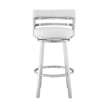 Load image into Gallery viewer, 39" Faux Leather Swivel Low Back Bar Height Bar Chair - White / Silver

