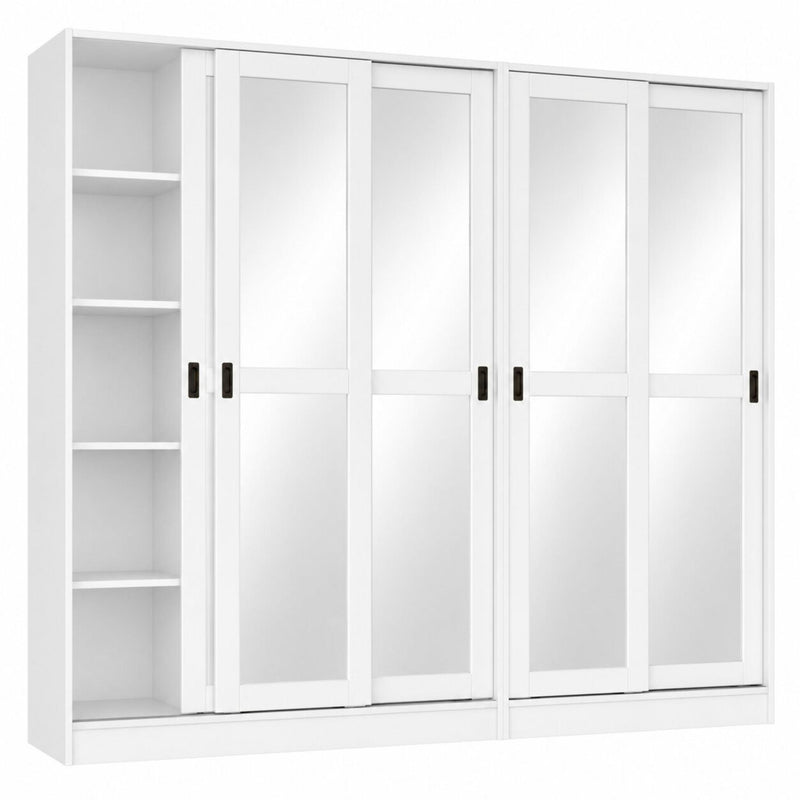 Solid Wood Mirrored Five Door Combo Dresser (765055) - White