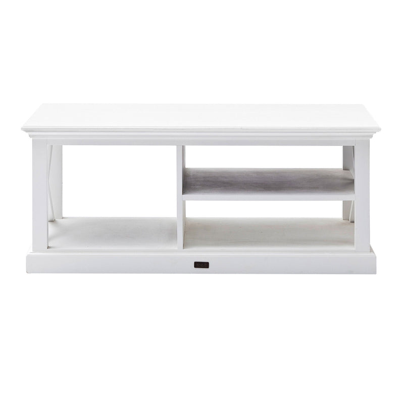 Solid Wood And Solid And Manufactured Wood Coffee Table With Three Shelves - White