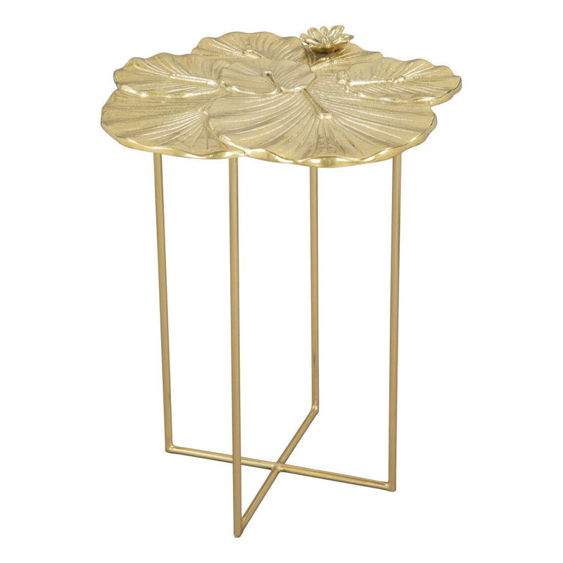 21" Aluminum And Iron Cross Legs End Table - Gold