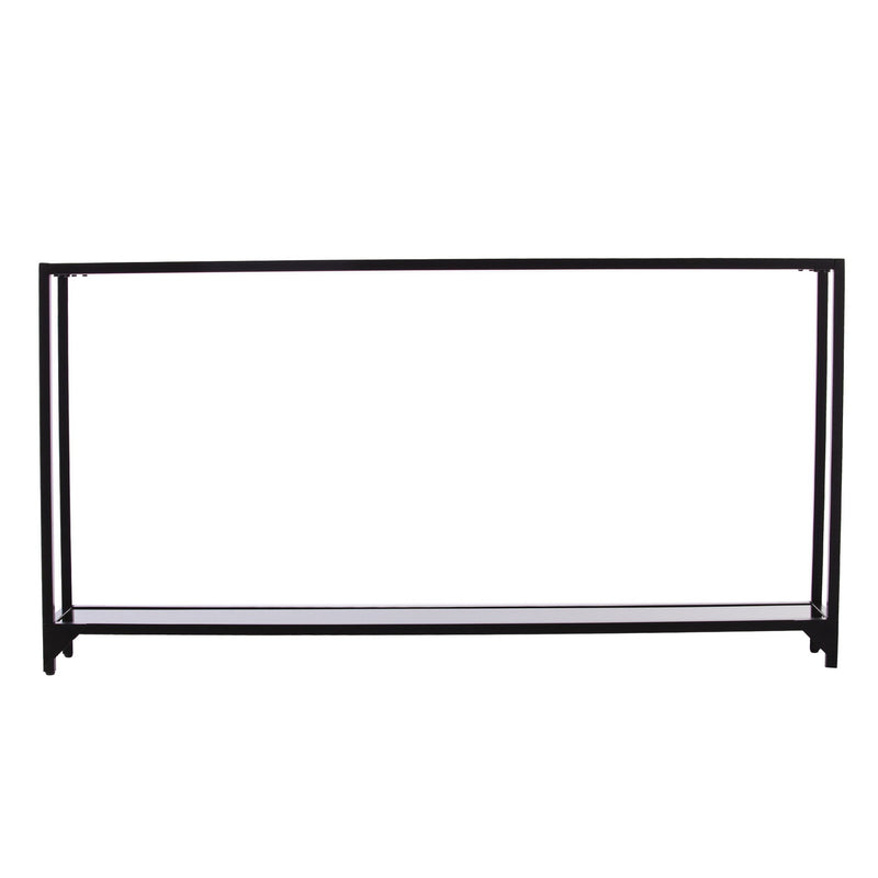 Glass Frame Console Table With Shelves - Clear / Black