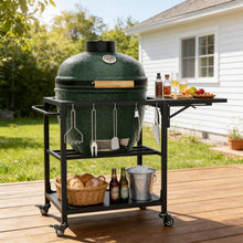 Load image into Gallery viewer, Outdoor Grill Table, Prep Cart With Wheels, Storage Shelf And Hooks - Black
