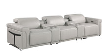 Load image into Gallery viewer, Top Grain Leather Reclining Metal USB Sofa (720368) - Light Gray
