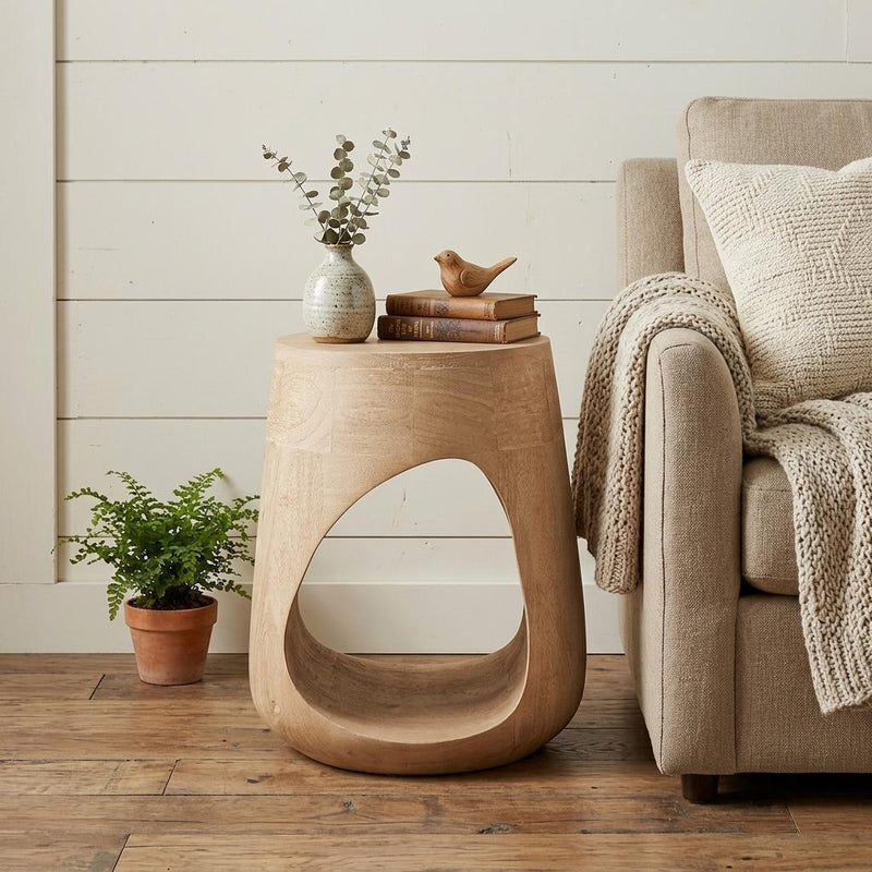 Round End Table - Light Brown
