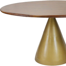 Load image into Gallery viewer, 48" Rounded Solid Wood And Iron Pedestal Base Dining Table - Brown
