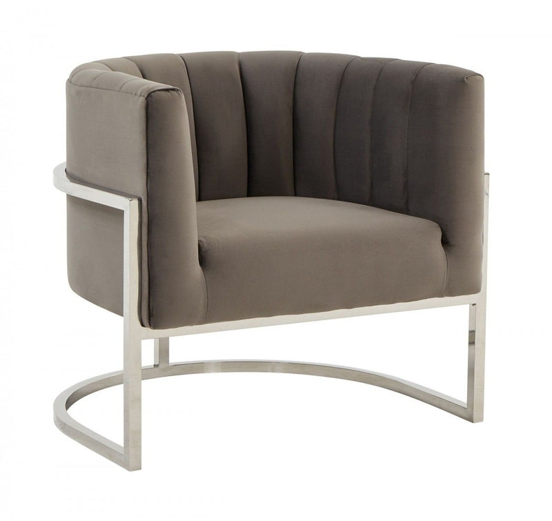Glam Channel Tufted Velvet Accent Chair - Gray And Steel