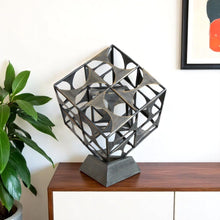 Load image into Gallery viewer, Geo Cube Tabletop Sculpture - Gray
