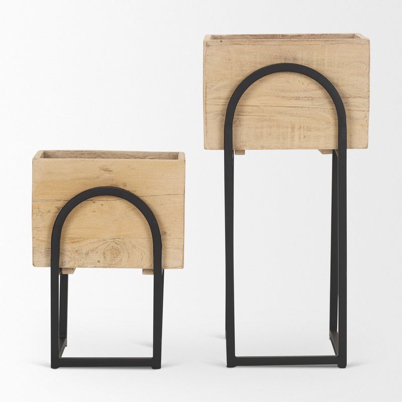 Rectangular Urn Planters (Set of 2) - Black