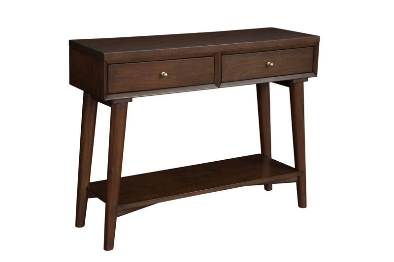 Solid And Manufactured Wood Floor Shelf Console Table With Storage With Storage - Brown