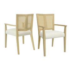 Load image into Gallery viewer, Mid Century Modern Arm Dining Chairs With Rattan Backrest
