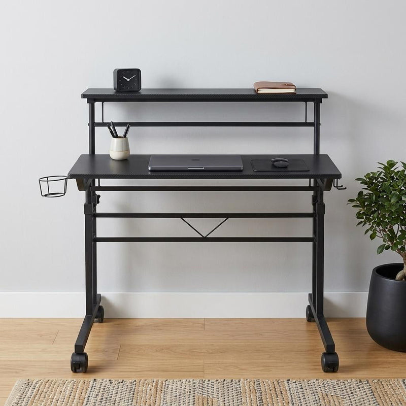 Adjustable Stainless Rolling Standing Desk - Black