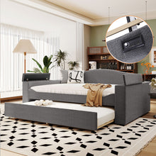 Load image into Gallery viewer, Upholstered Daybed With Storage Armrests, Trundle And Latest Integrated tooth Audio System
