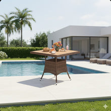 Load image into Gallery viewer, All-Weather Square Rattan Patio Dining Table

