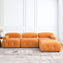 Load image into Gallery viewer, Modular Sectional Sofa, Button Tufted Designed and DIY Combination,L Shaped Couch with Reversible Ottoman, Orange Velvet
