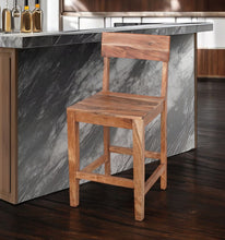 Load image into Gallery viewer, Solid Wood Counter Height Bar Chair - Wood Brown
