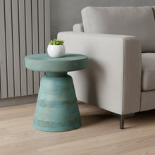 Load image into Gallery viewer, 18" Solid Wood Round End Table - Teal Blue
