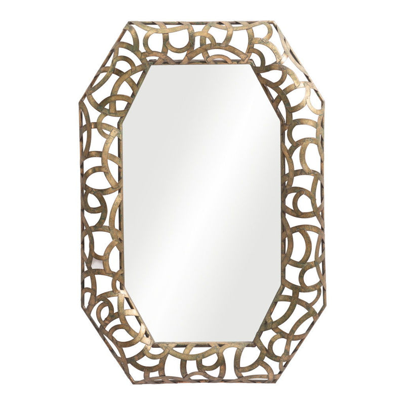 35" Octagonal Steel Framed Accent Mirror - Bronze