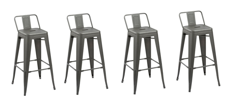 Metal Low Back Counter Height Bar Chairs (Set of 4) - Dark Gray