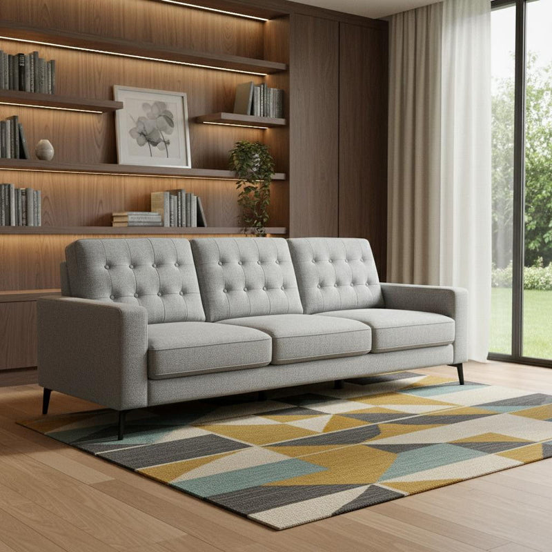 87" Fabric Sofa With Black Legs - Gray