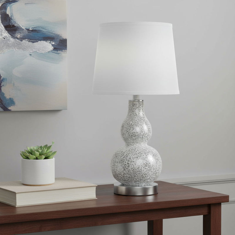 Table Lamp With White Globe Shade - White