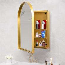 Load image into Gallery viewer, Arched Recessed Medicine Cabinet, Metal Framed Bathroom Wall Cabinet With Mirror And Adjustable Shelves, Wall Mirror With Storage For Bathroom
