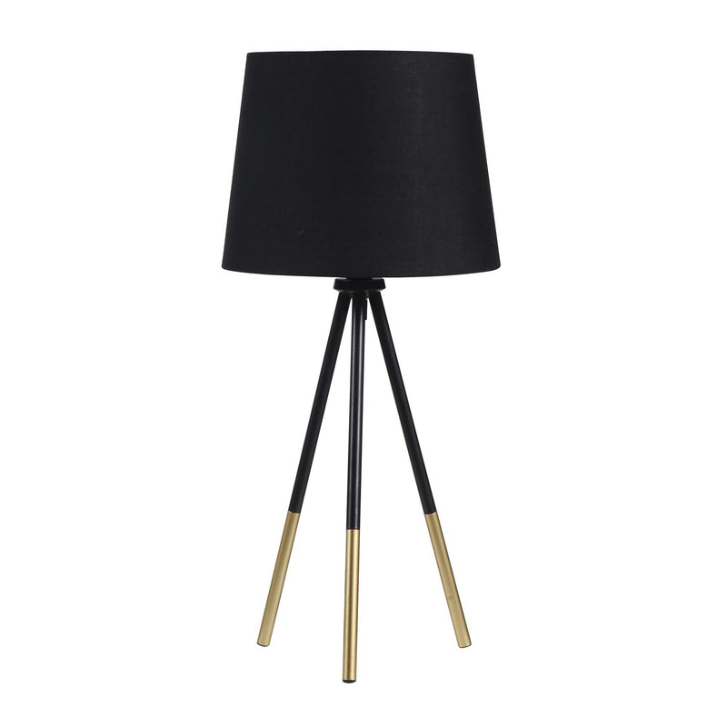 Tripod Table Lamp With Black Empire Shade - Gold