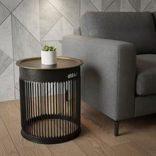 Load image into Gallery viewer, Iron Round Drum End Table - Brass
