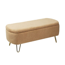 Load image into Gallery viewer, Storage Ottoman Bench For End Of Bed Legs, Modern Camel Faux Fur Entryway Bench Upholstered Padded With Storage For Living Room Bedroom
