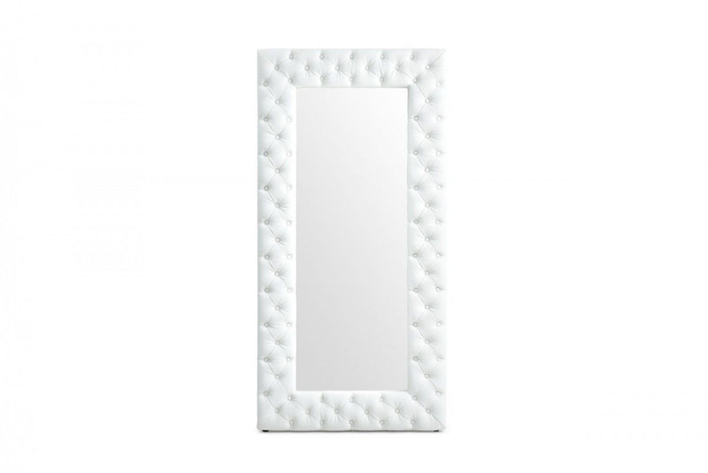 80" Faux Leather Framed Leaning Accent Mirror - White