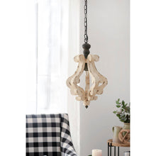 Load image into Gallery viewer, Farmhouse Chandeliar Distressed Pendant French Country Wood Chandelier For Living Room Foyer, Bulb Not Included - Antique Cream

