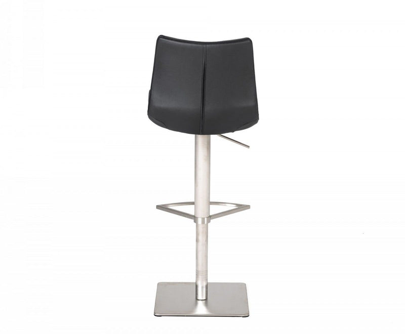 Stainless Steel Swivel Low Back Bar Height Bar Chair - Black And Silver