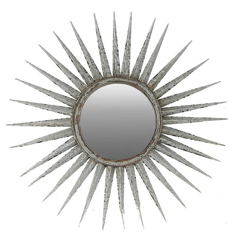 30" Sunburst Wall Mounted Accent Mirror - Antiqued Gray