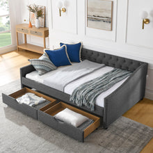 Load image into Gallery viewer, Upholstered Tufted Daybed With 2 Drawers, Waved Arms
